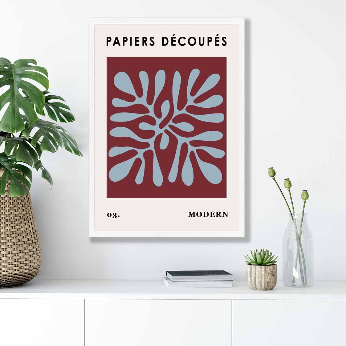 Papiers Decoupes Modern Poster No 3 in Red and Blue