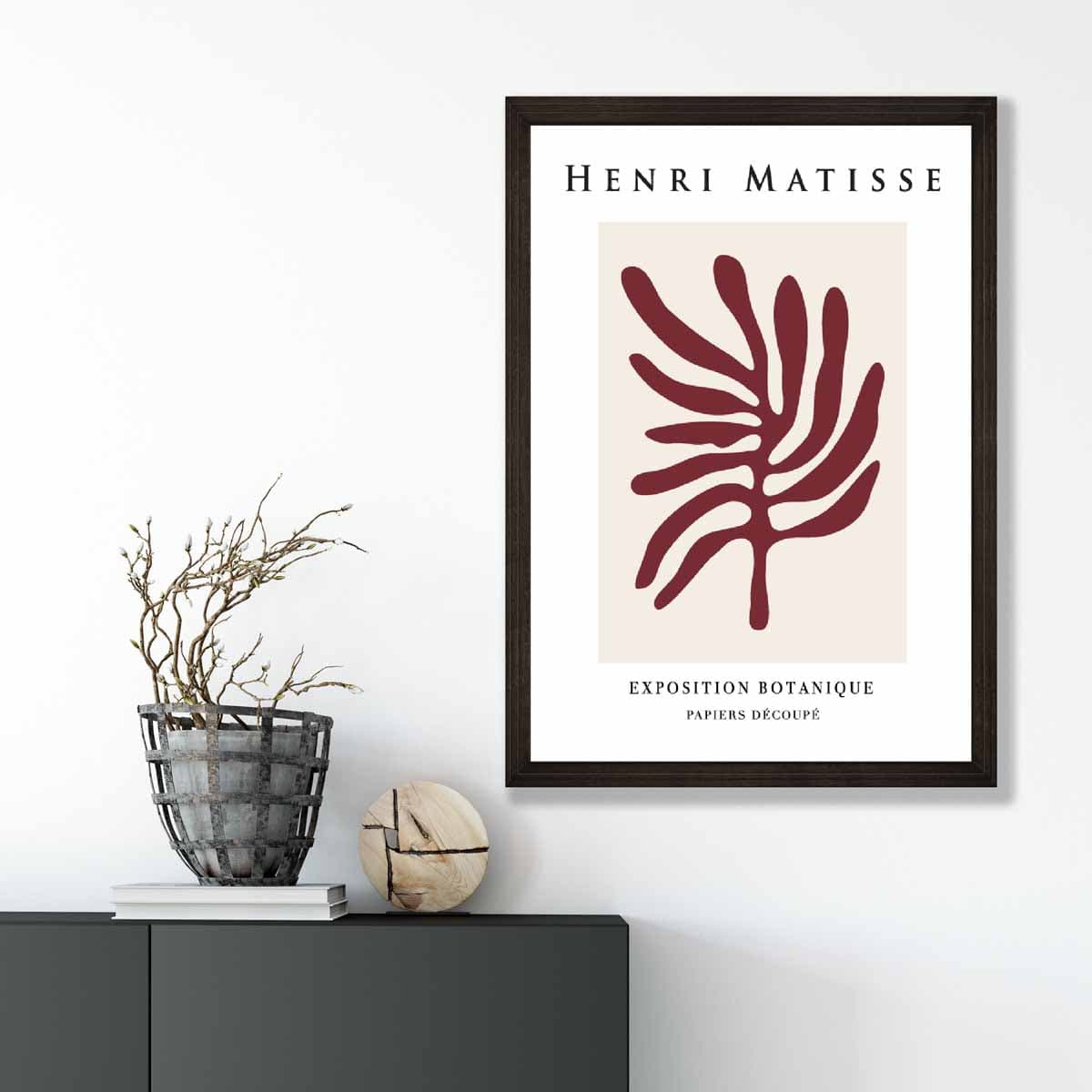 Mid Century Modern Matisse Galerie Floral Poster No 2 in Red