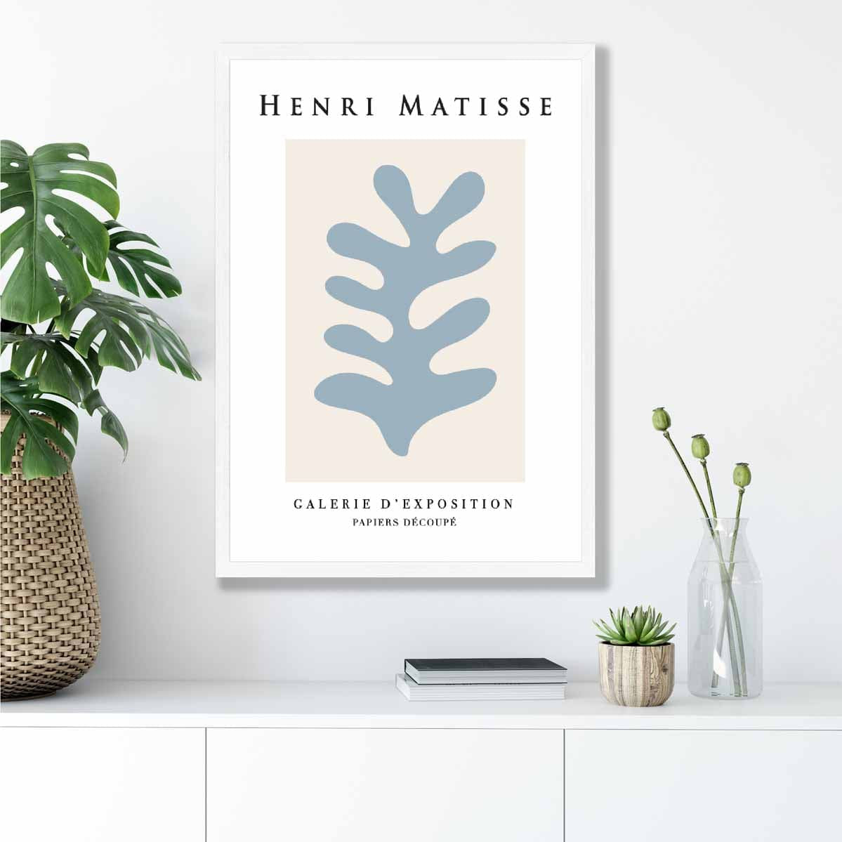 Mid Century Modern Matisse Galerie Floral Poster in Blue