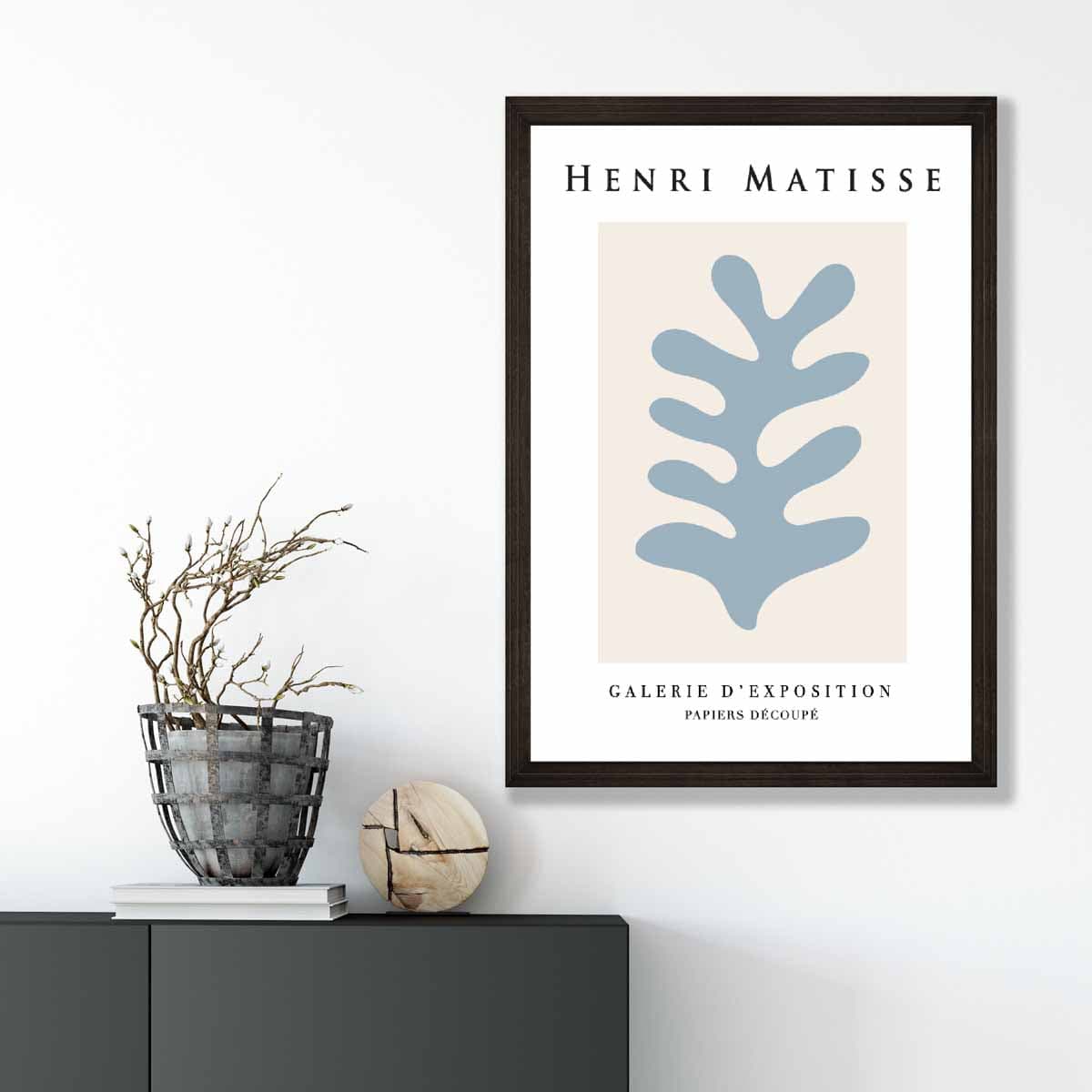 Mid Century Modern Matisse Galerie Floral Poster in Blue