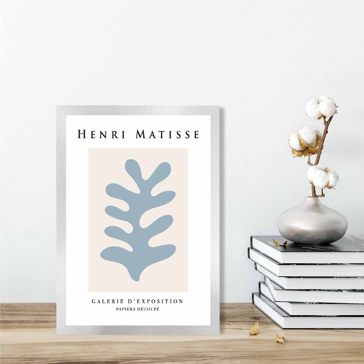 Mid Century Modern Matisse Galerie Floral Poster in Blue