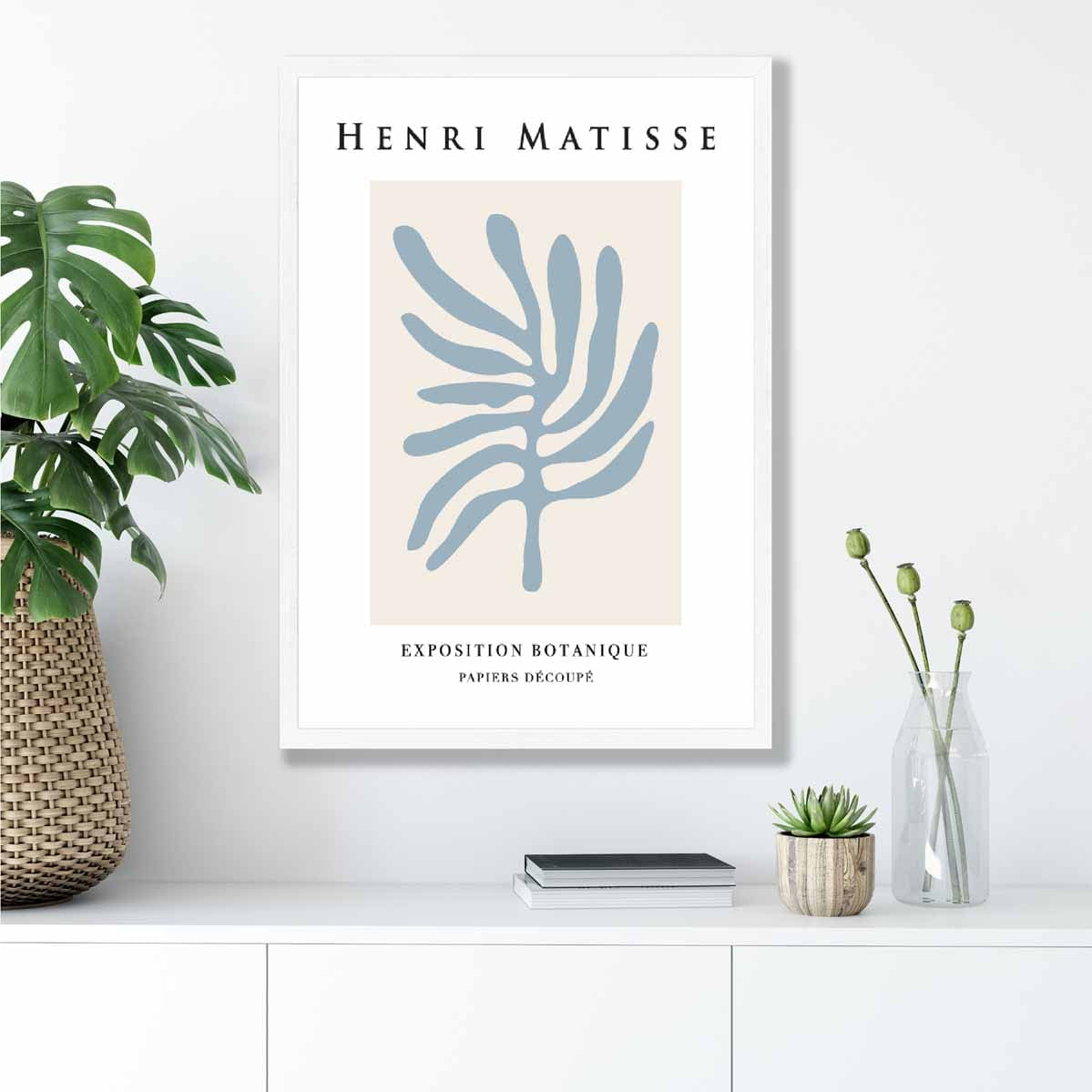 Mid Century Modern Matisse Botanique Poster in Blue