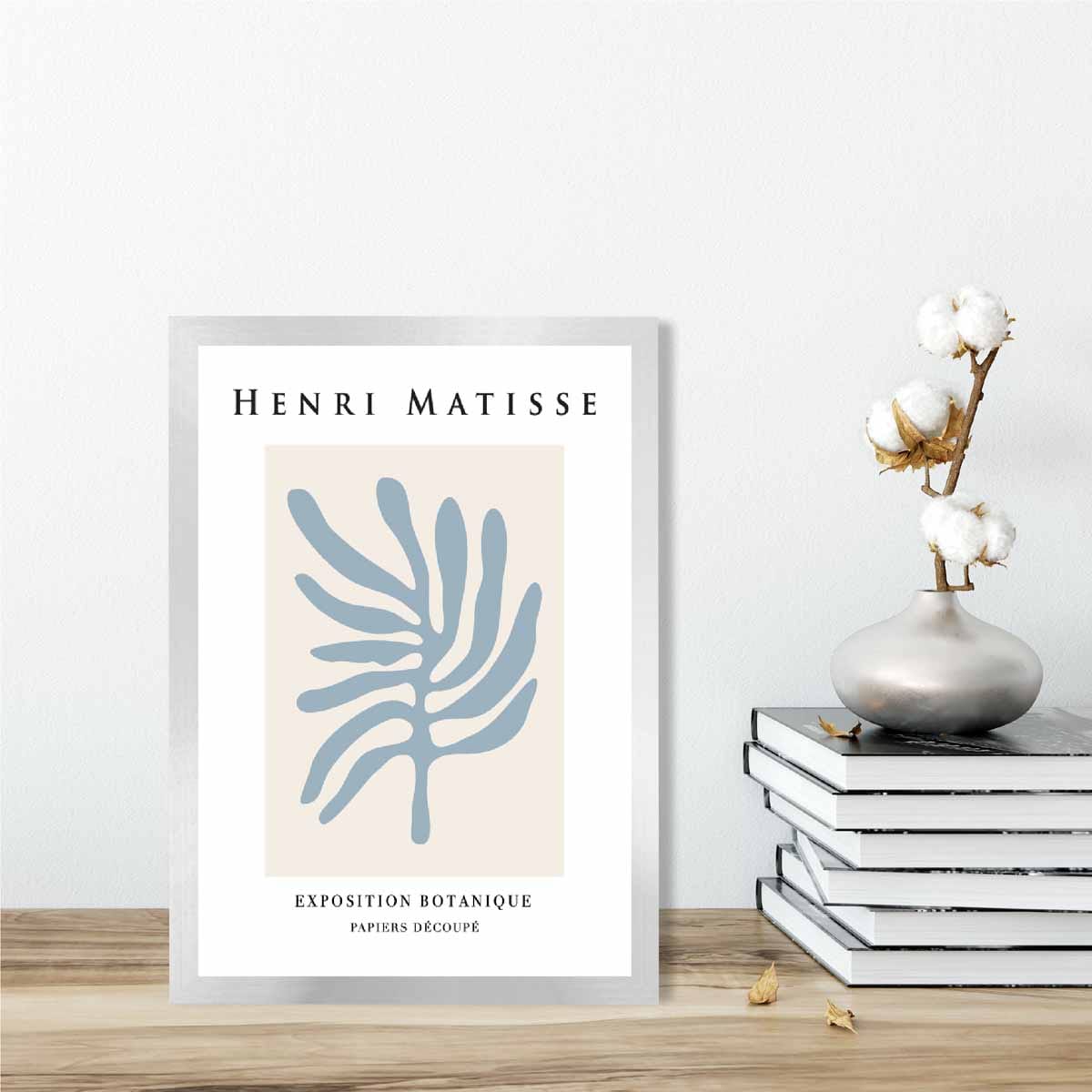 Mid Century Modern Matisse Botanique Poster in Blue