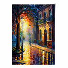 Autumn Twilight Street Palette Knife Painting Art Print No 2