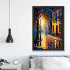 Autumn Twilight Street Palette Knife Painting Art Print No 2