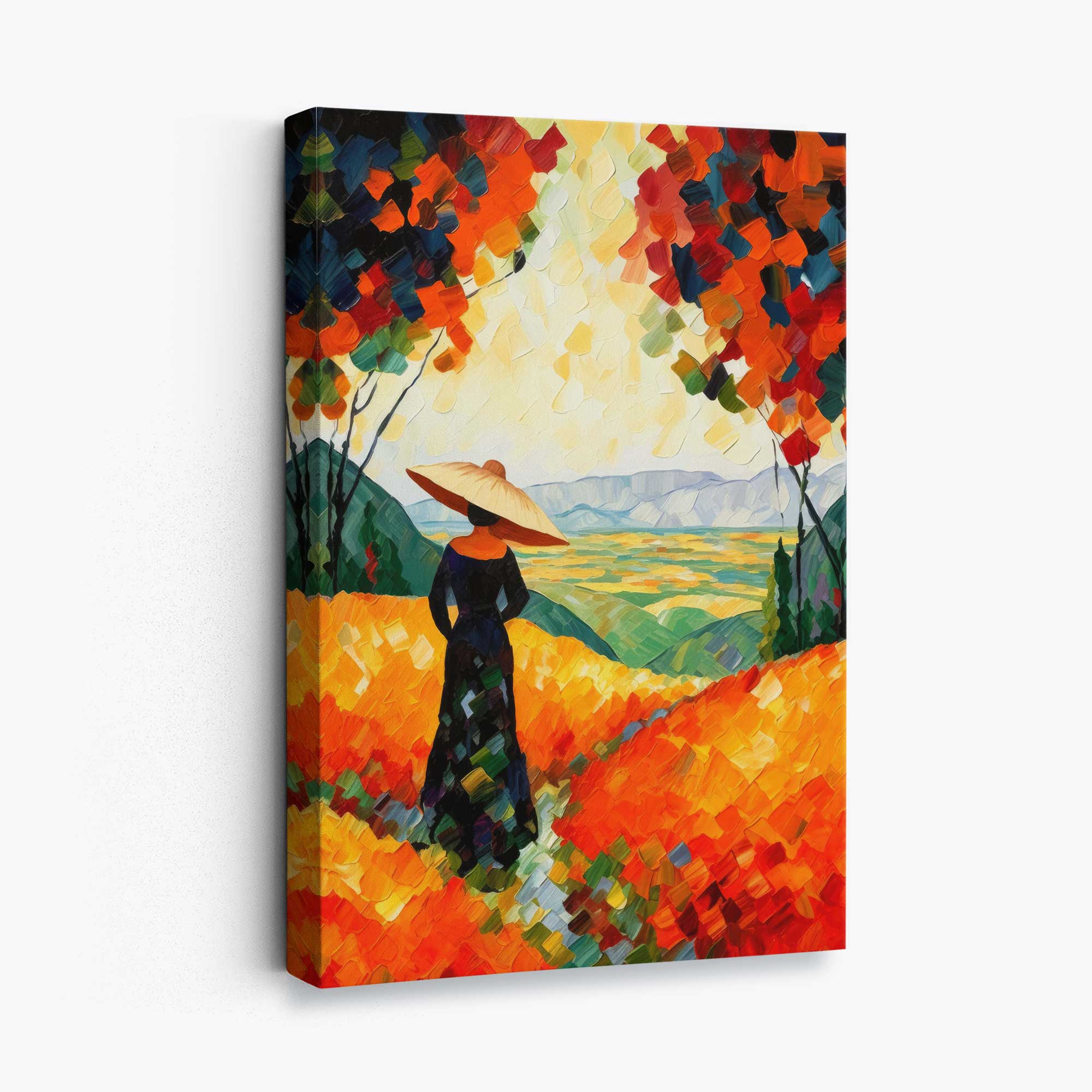 Woman in Red Abstract Painting Canvas Print | Artze Wall Art UK