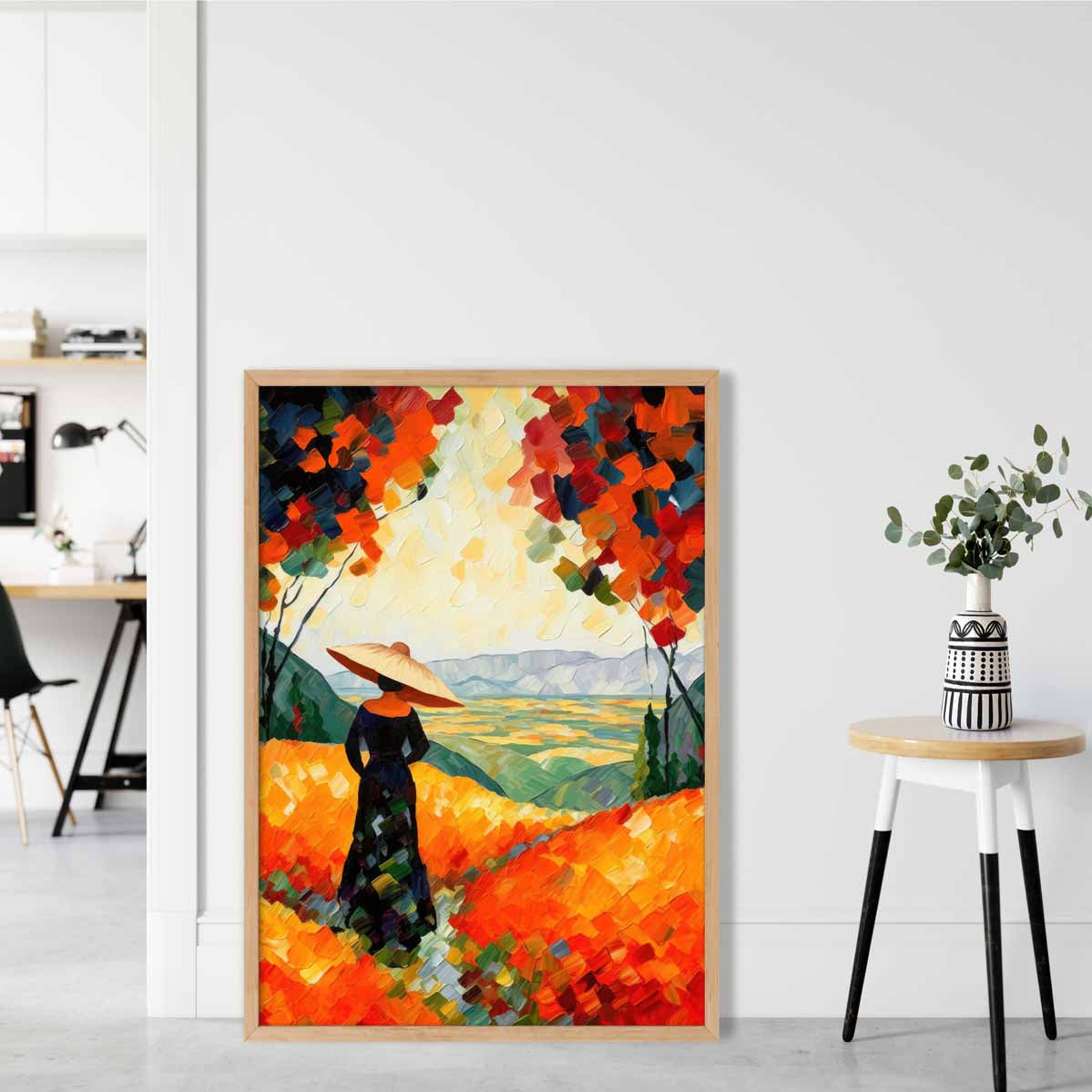Woman in Red Abstract Painting Art Print