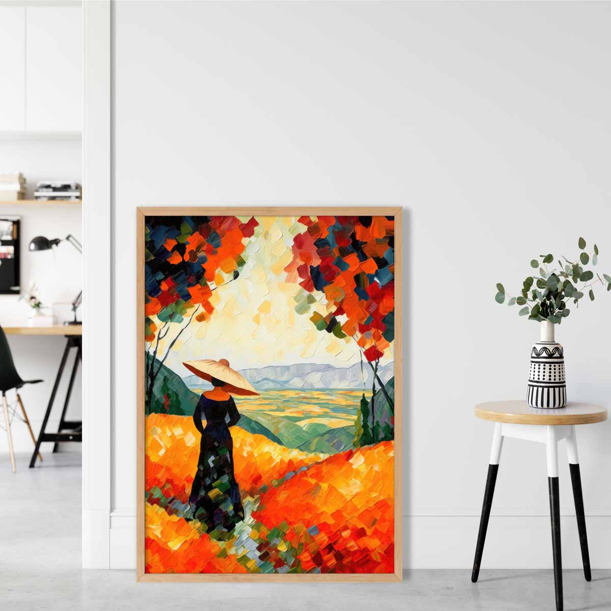Woman in Red Abstract Painting Art Print