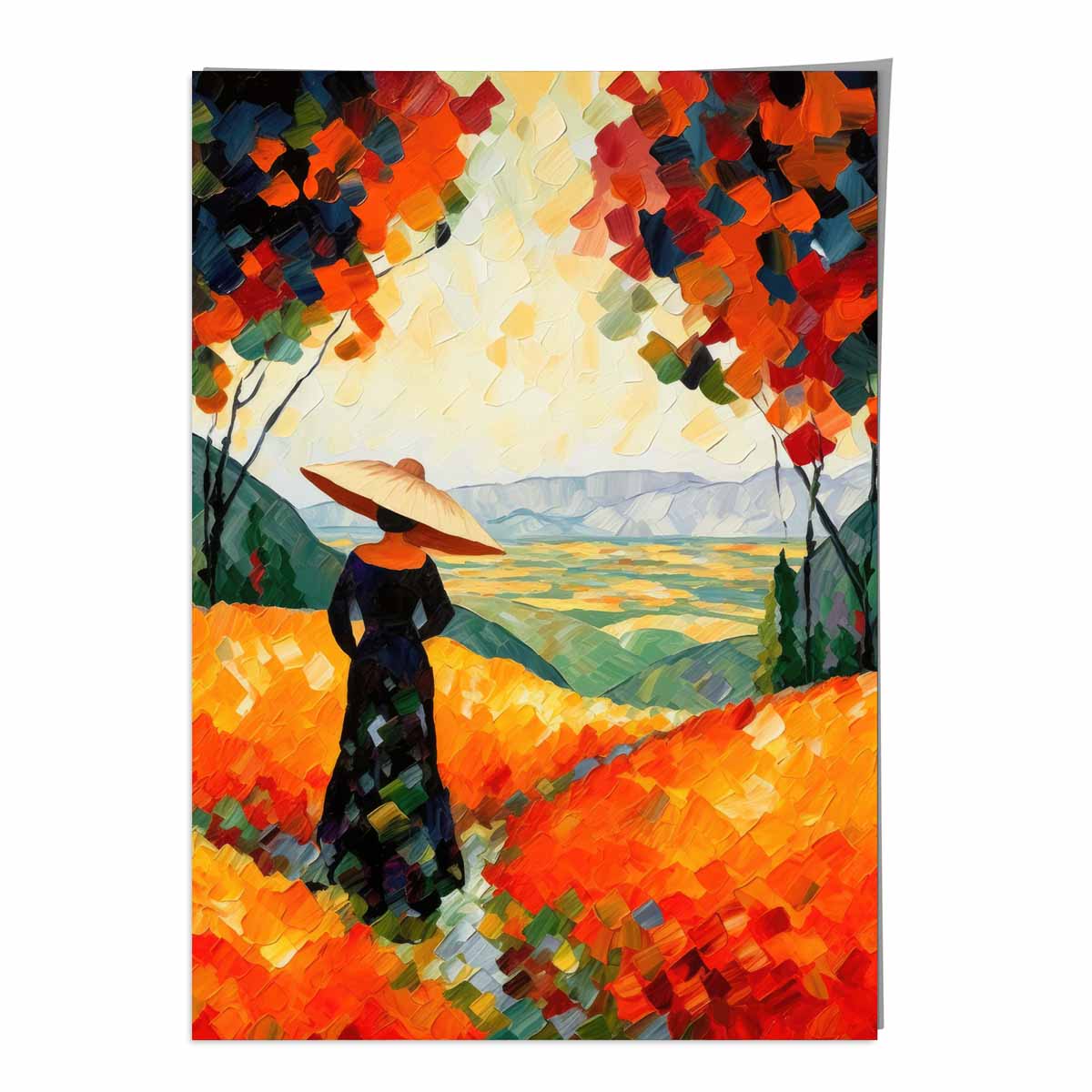 Woman in Red Abstract Painting Art Print