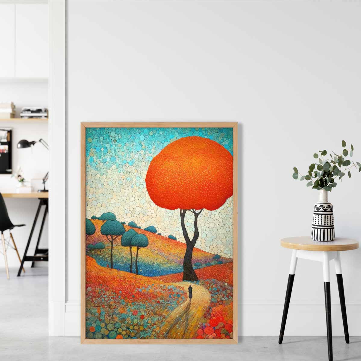 Colourful Hills and Tree Abstract Painting Art Print
