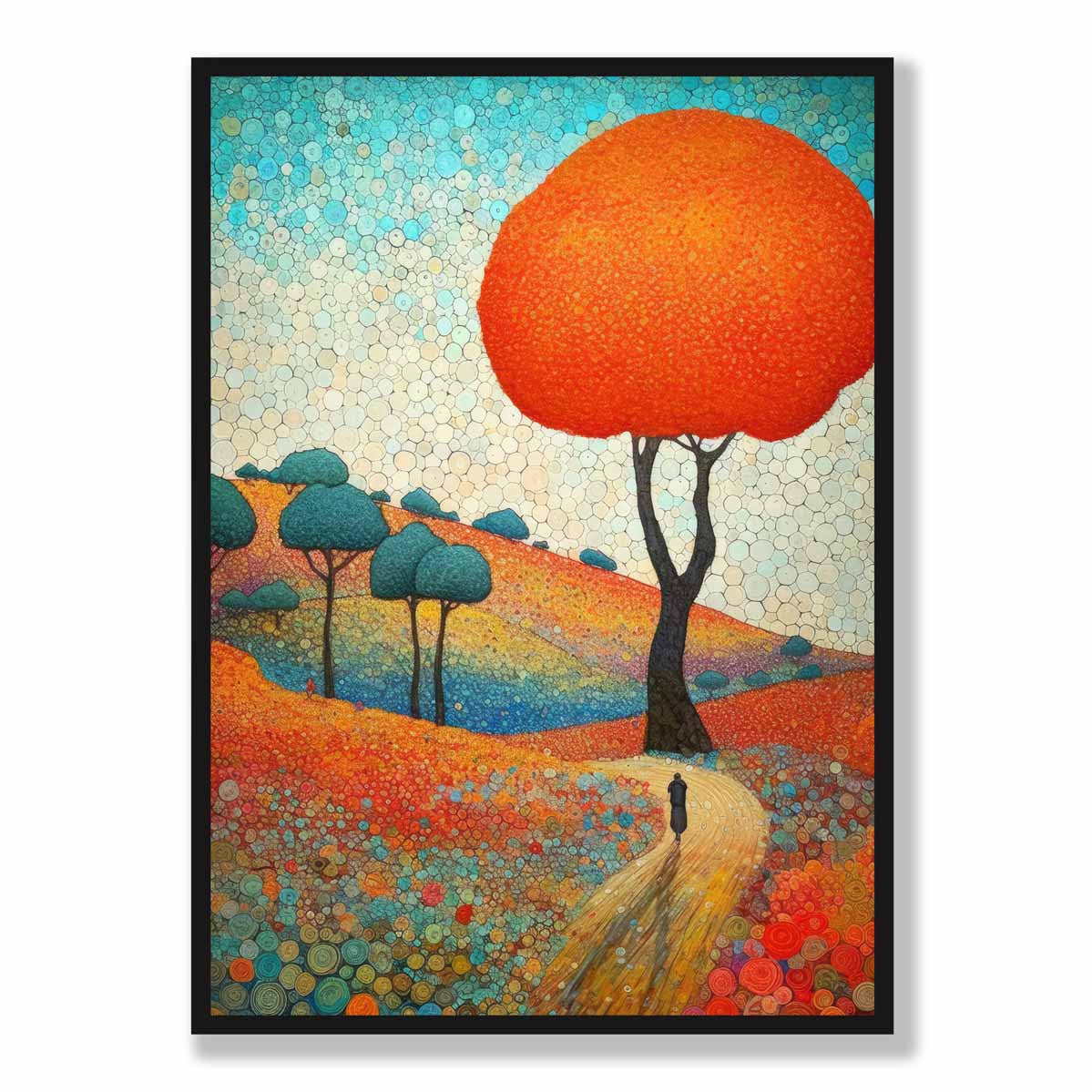 Colourful Hills and Tree Abstract Painting Art Print
