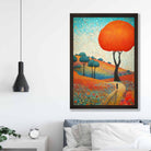 Colourful Hills and Tree Abstract Painting Art Print