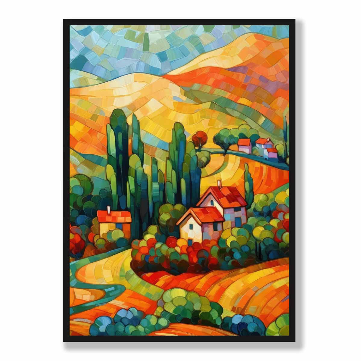Colourful Landscape with House Abstract Painting Art Print