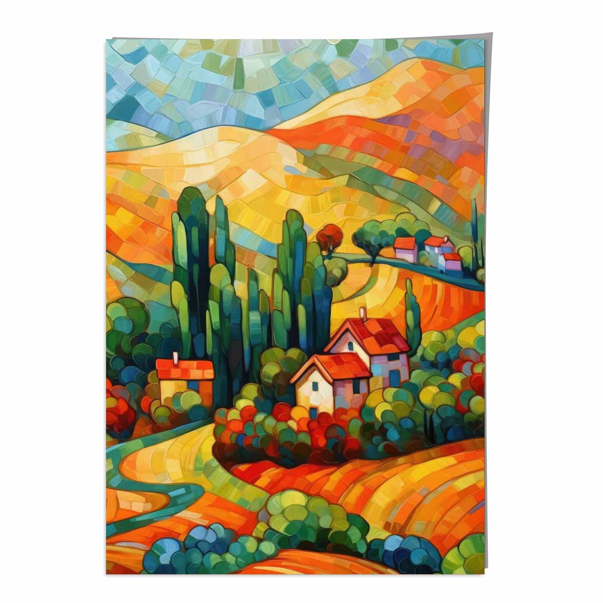 Colourful Landscape with House Abstract Painting Art Print