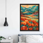Colourful Landscape with Red Flowers Abstract Painting Art Print