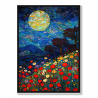 Moonlight Flower Field Abstract Painting Art Print