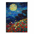 Moonlight Flower Field Abstract Painting Art Print