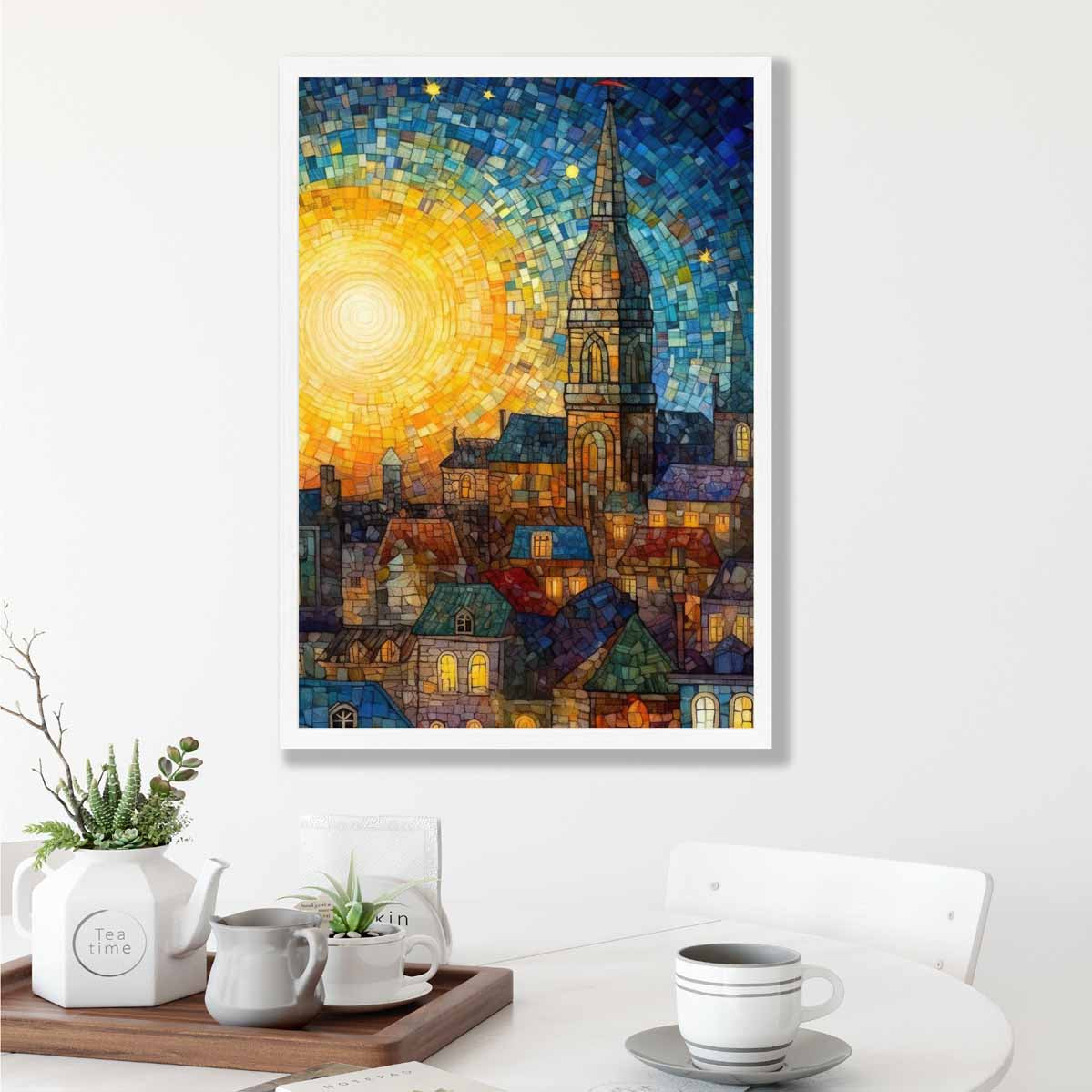 Sunrise City Abstract Palette Knife Painting Art Print