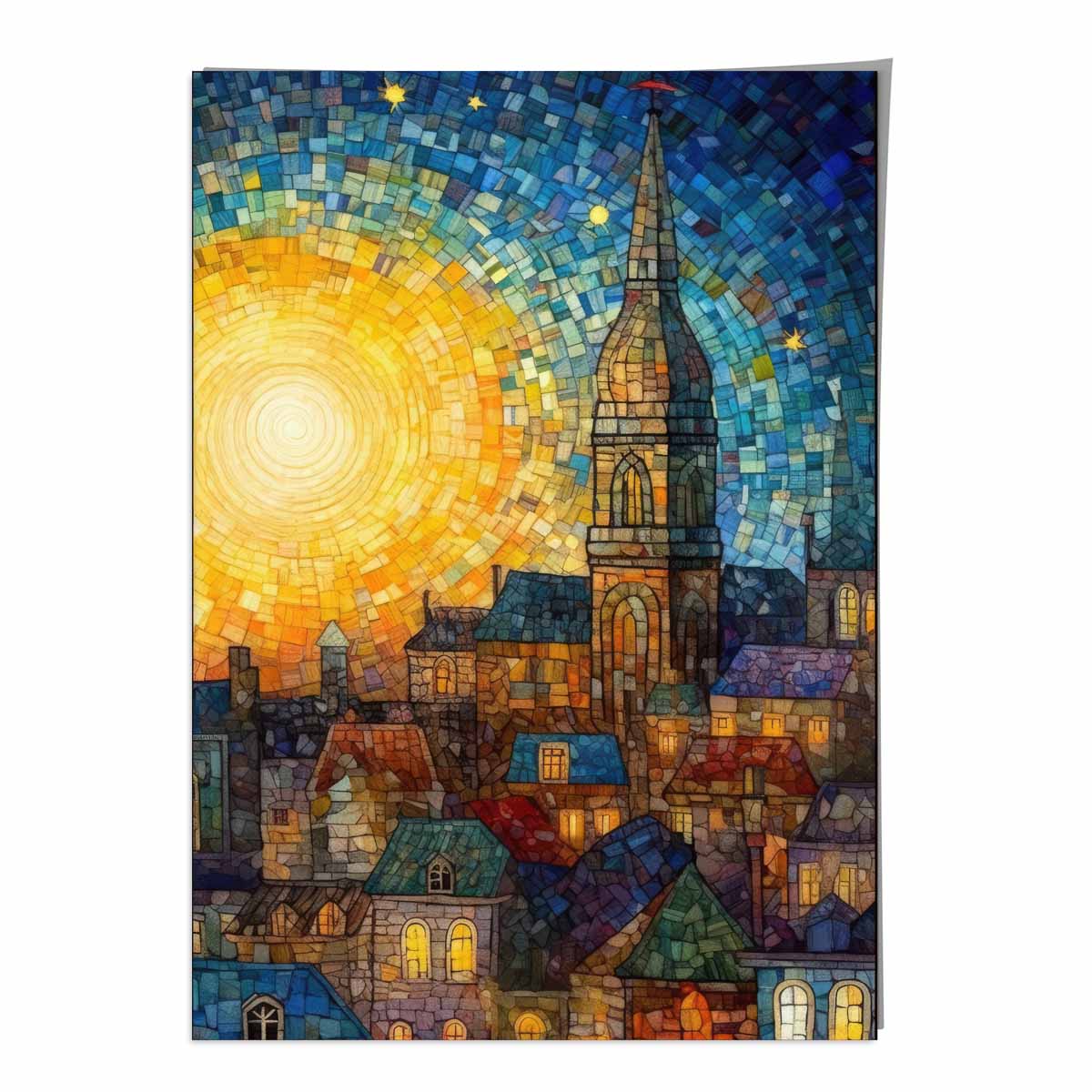 Sunrise City Abstract Palette Knife Painting Art Print