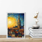 Sunrise City Abstract Palette Knife Painting Art Print