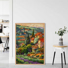 Farmhouse Fields Abstract Mosaic Style Painting Art Print