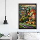 Farmhouse Fields Abstract Mosaic Style Painting Art Print