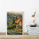 Farmhouse Fields Abstract Mosaic Style Painting Art Print