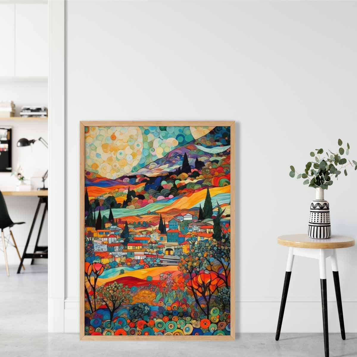 Colourful Cityscape Mosaic Style Abstract Painting Art Print