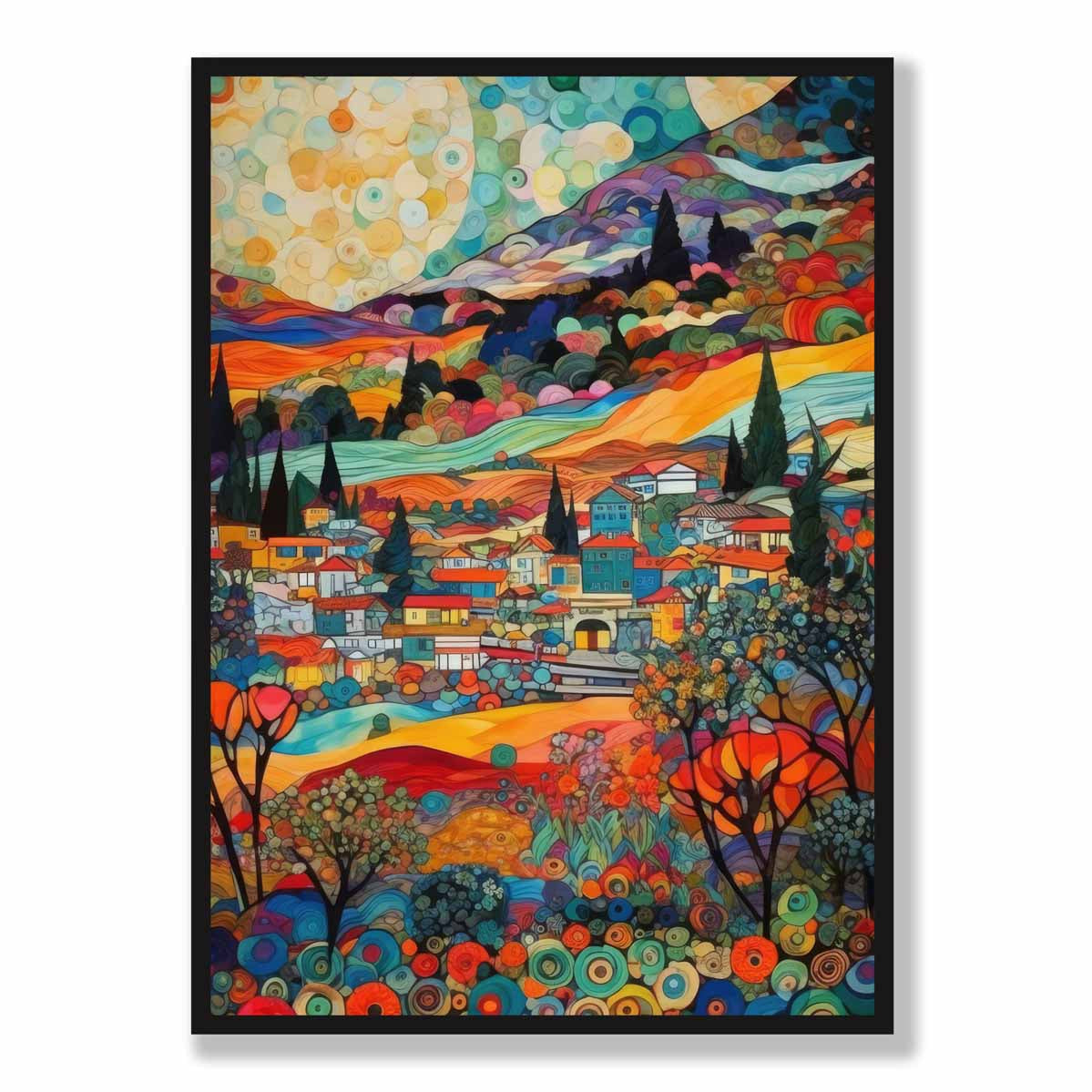 Colourful Cityscape Mosaic Style Abstract Painting Art Print