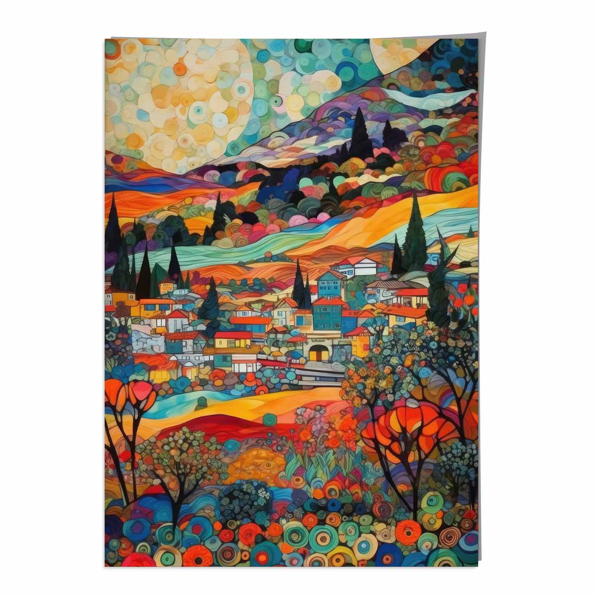 Colourful Cityscape Mosaic Style Abstract Painting Art Print