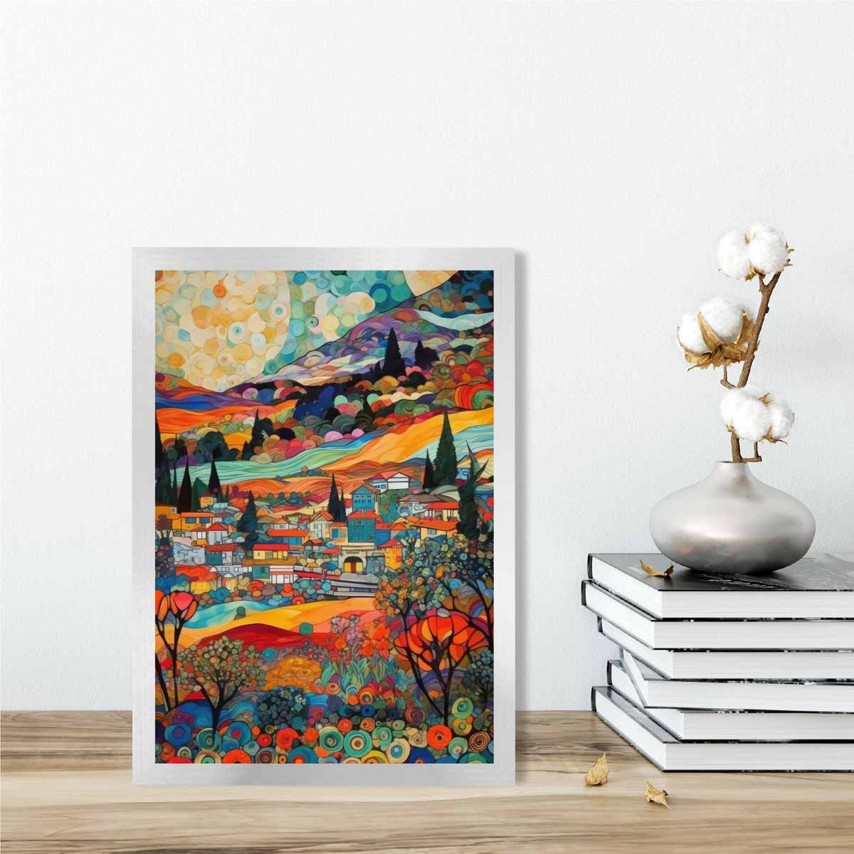 Colourful Cityscape Mosaic Style Abstract Painting Art Print