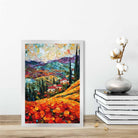 Red Fields and Mountains Palette Knife Abstract Painting Art Print