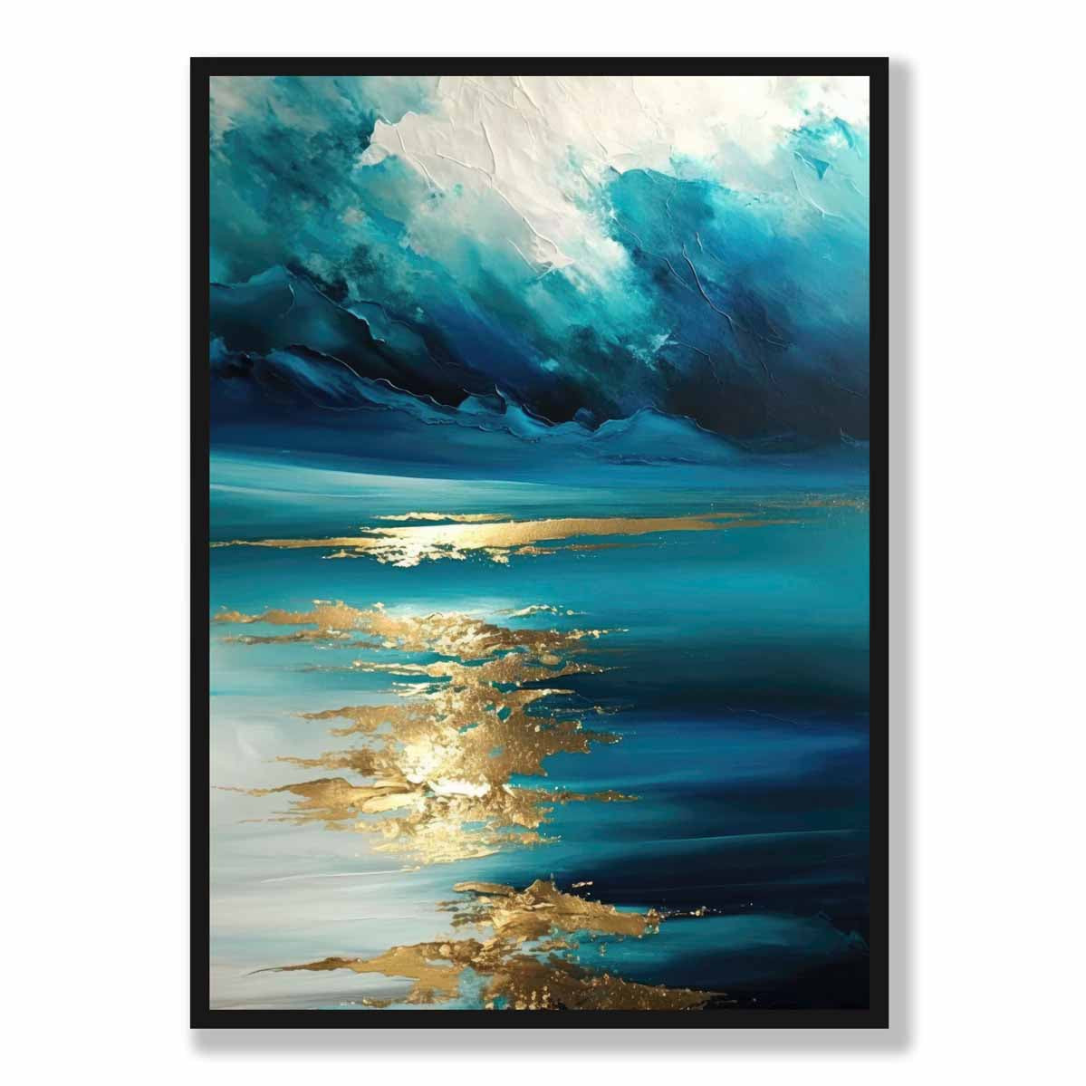 Ocean Painting with Gold Effect Art Print No 1