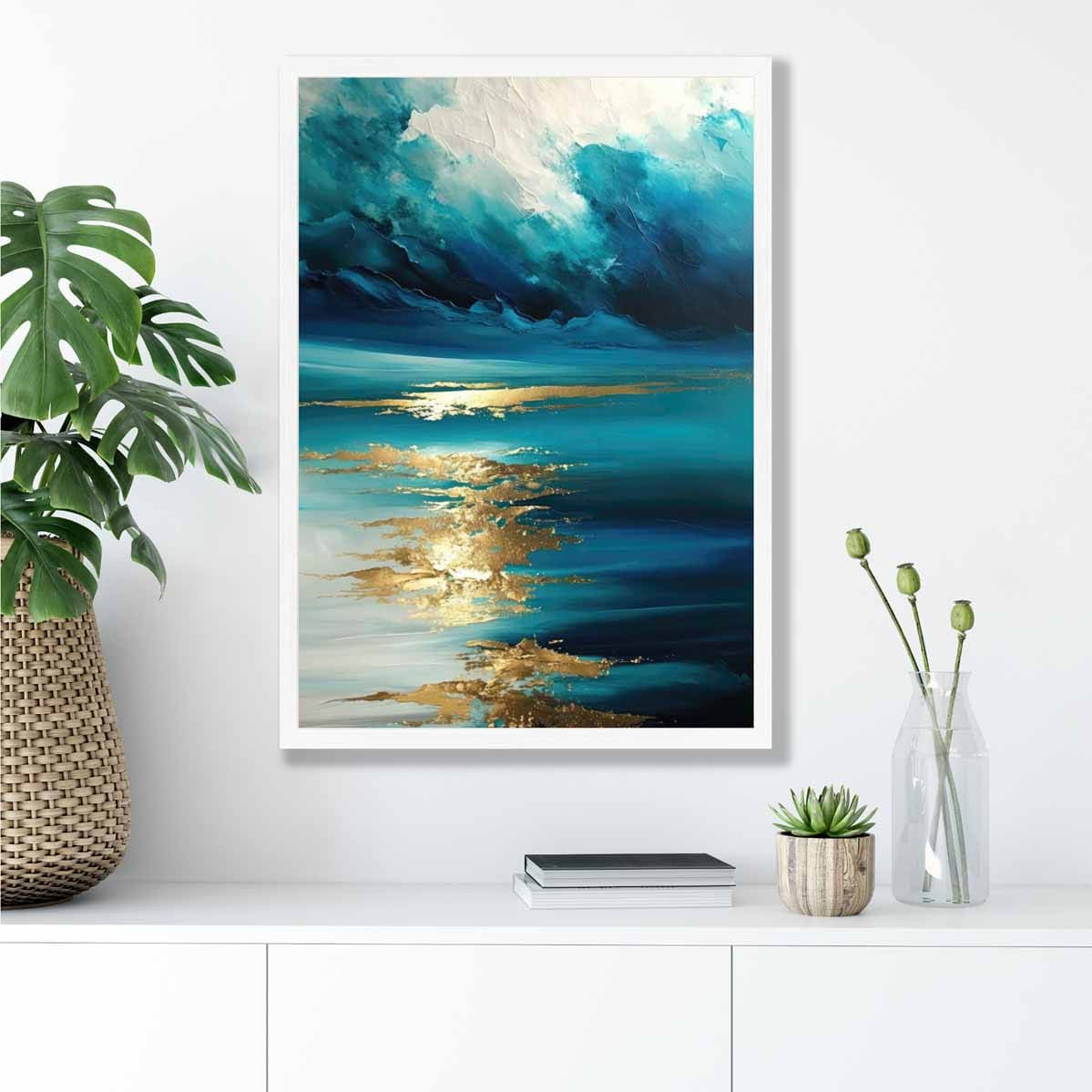 Ocean Painting with Gold Effect Art Print No 1