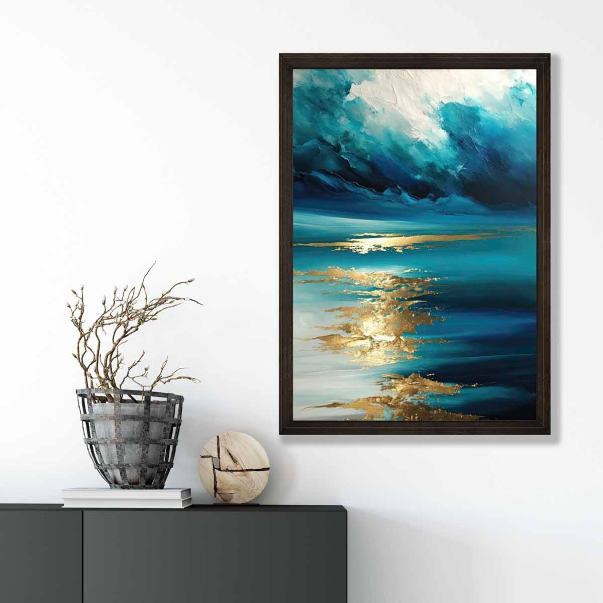 Ocean Painting with Gold Effect Art Print No 1