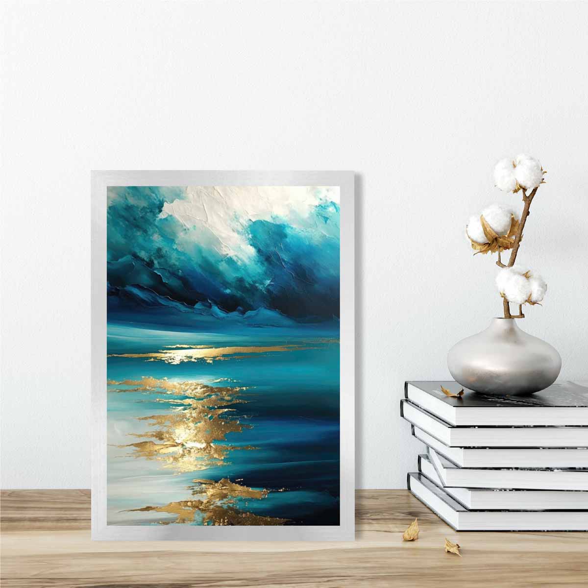 Ocean Painting with Gold Effect Art Print No 1