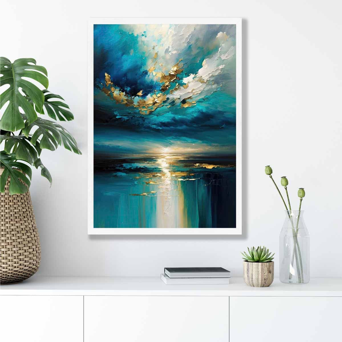 Ocean Painting with Gold Effect Art Print No 2