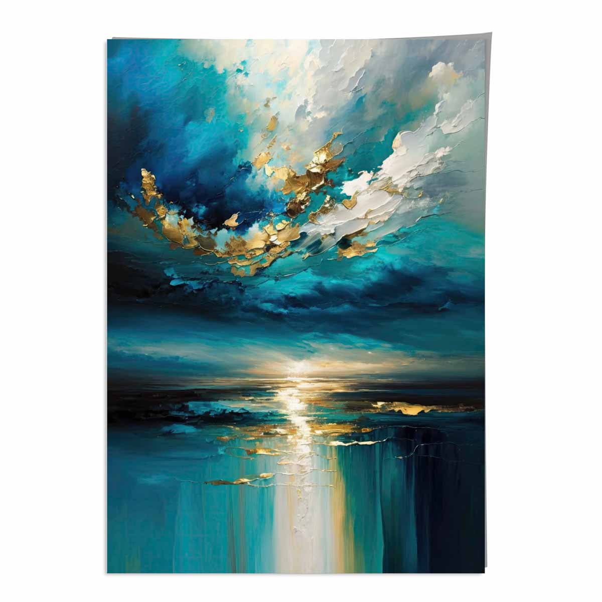 Ocean Painting with Gold Effect Art Print No 2