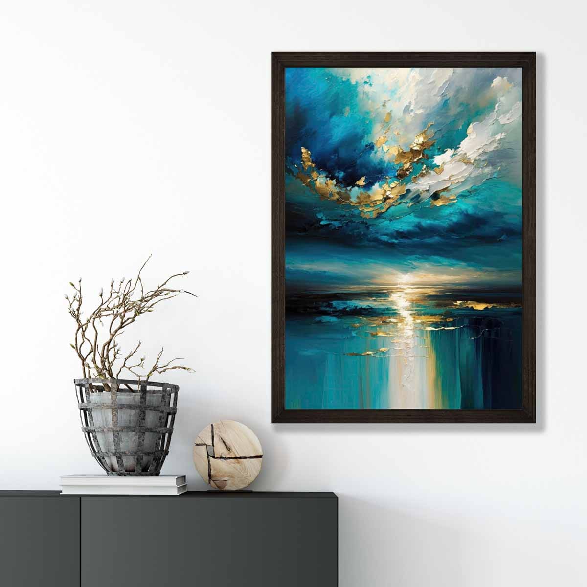 Ocean Painting with Gold Effect Art Print No 2