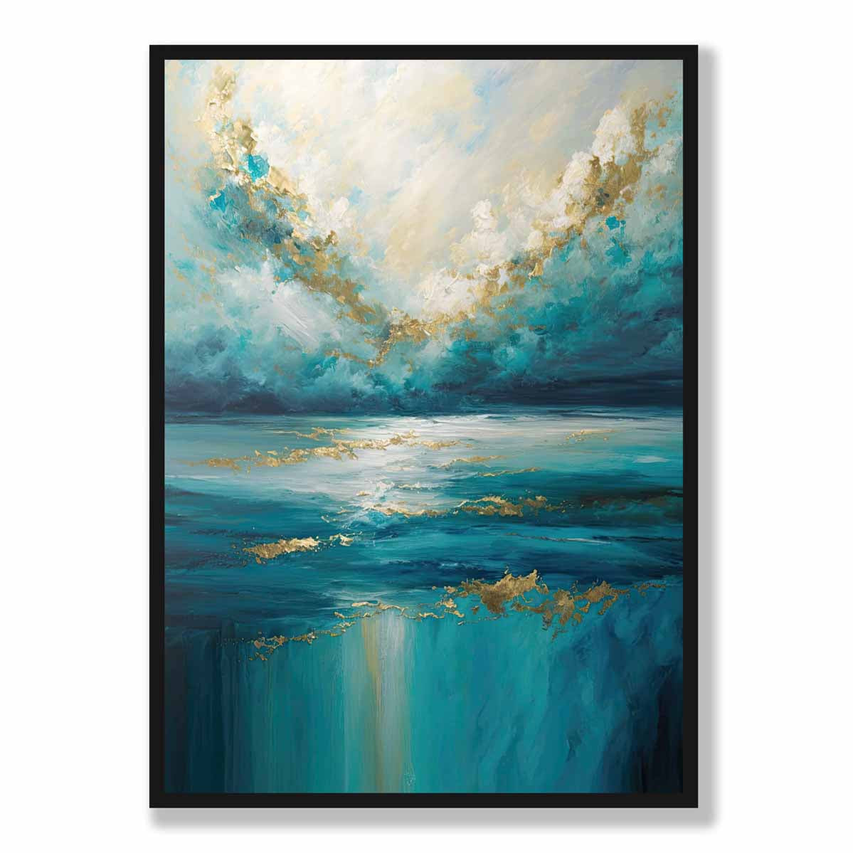 Ocean Painting with Gold Effect Art Print No 3