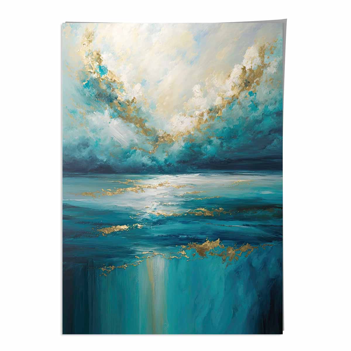 Ocean Painting with Gold Effect Art Print No 3