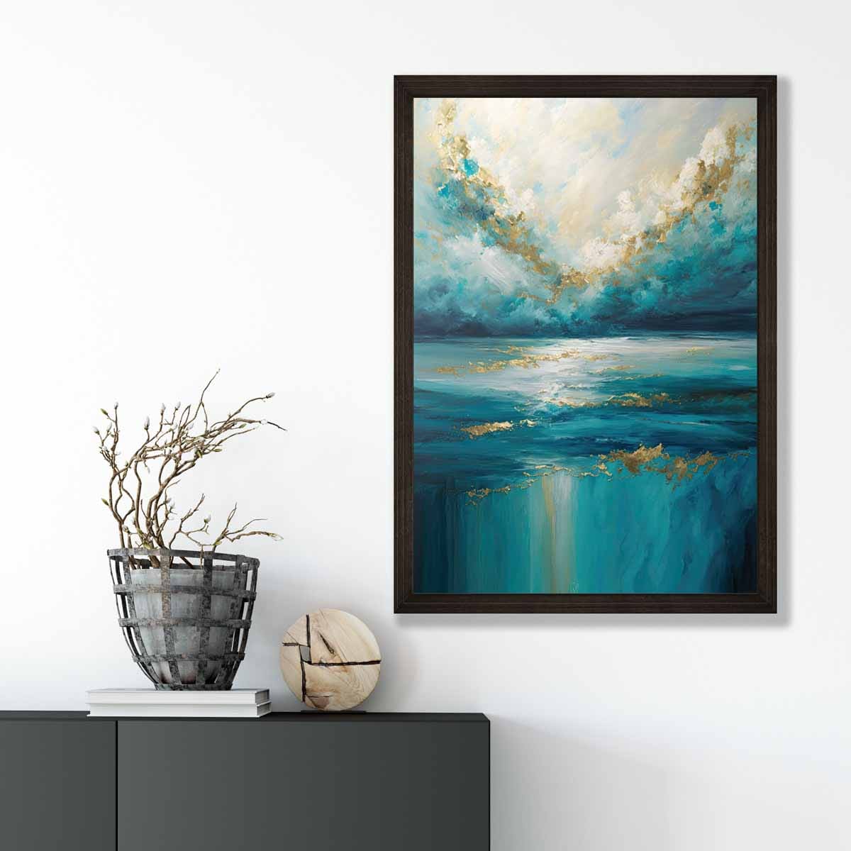 Ocean Painting with Gold Effect Art Print No 3