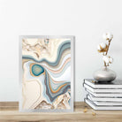 Abstract Contemporary Art Print in Beige and Blue No 1