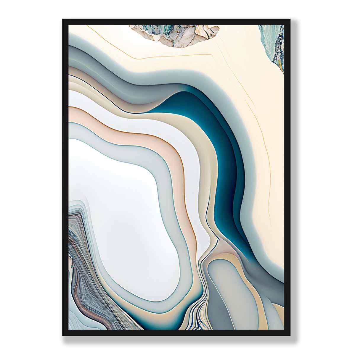 Abstract Contemporary Art Print in Beige and Blue No 2