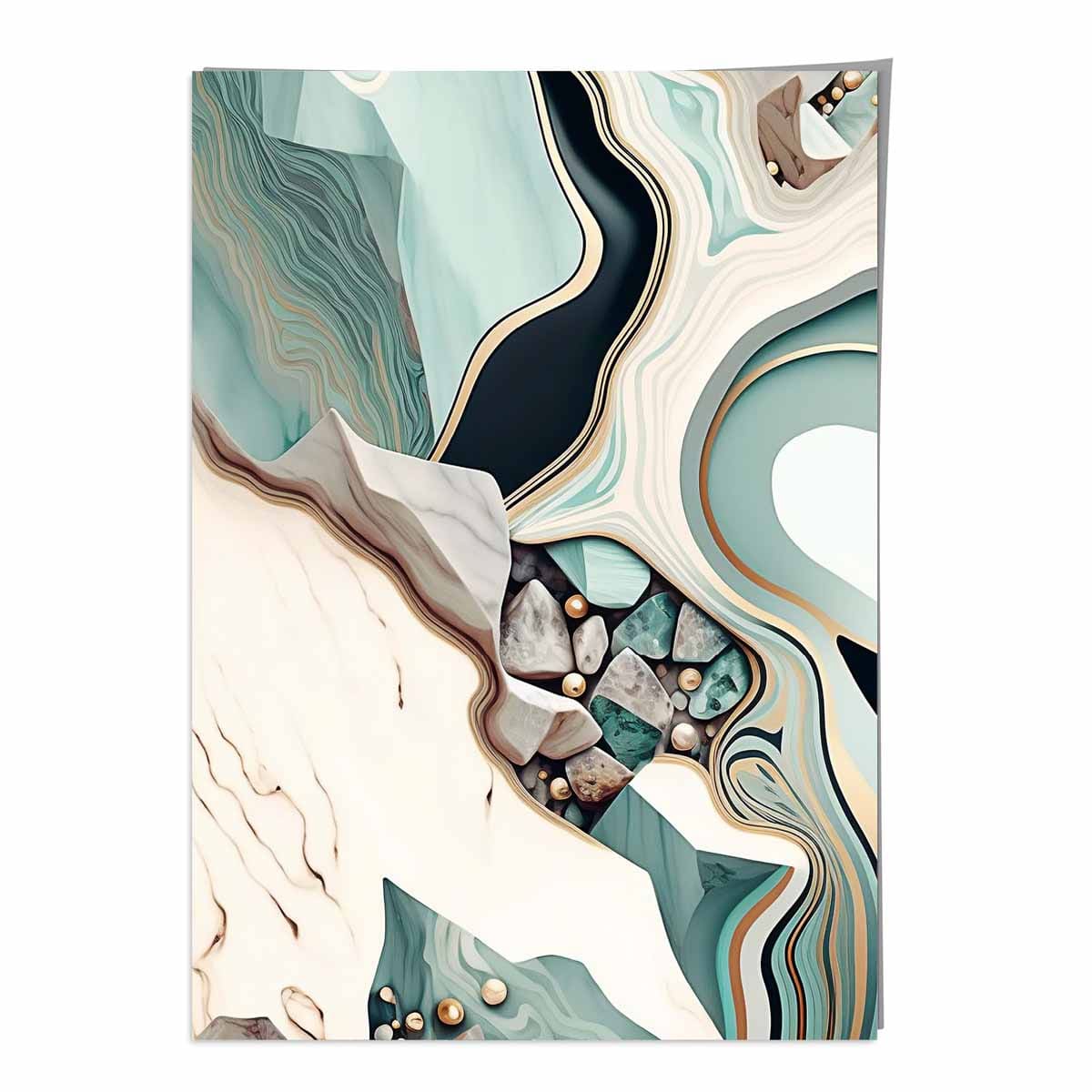 Abstract Contemporary Poster in Beige and Green No 1