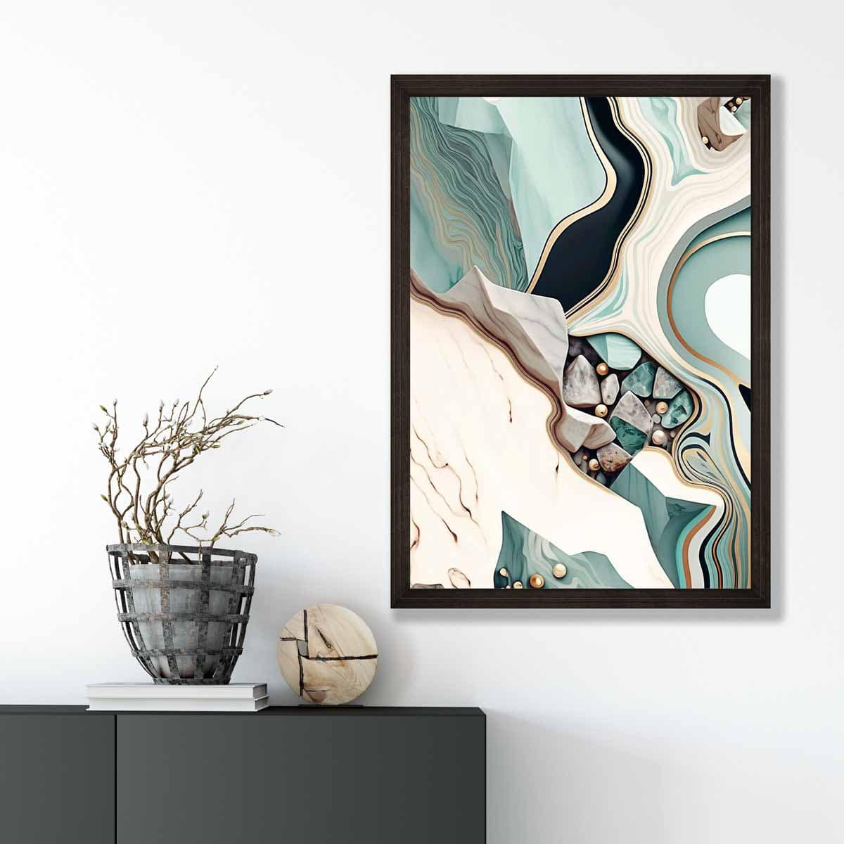 Abstract Contemporary Poster in Beige and Green No 1