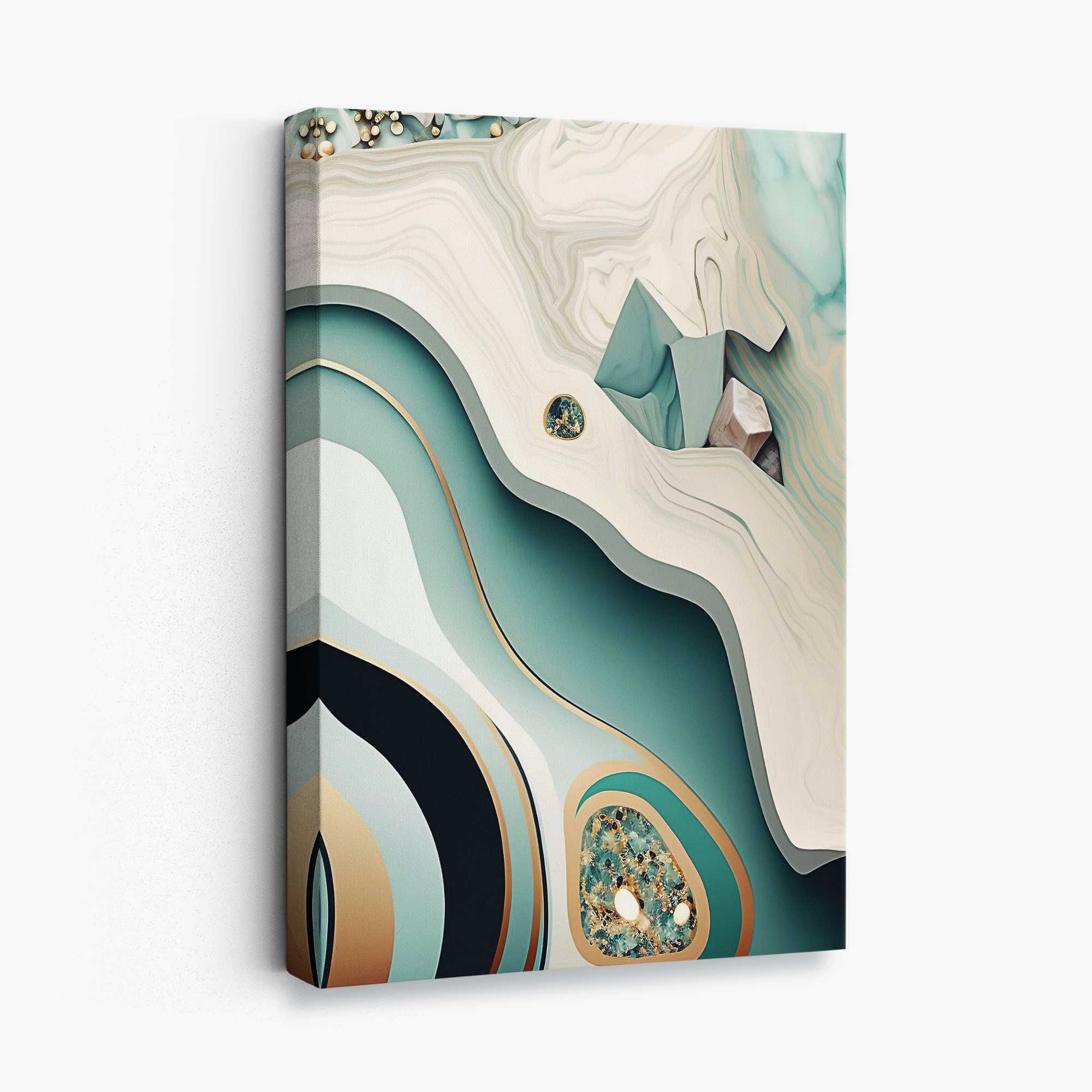 Abstract Contemporary Canvas in Beige and Green No 2 | Artze Wall Art UK