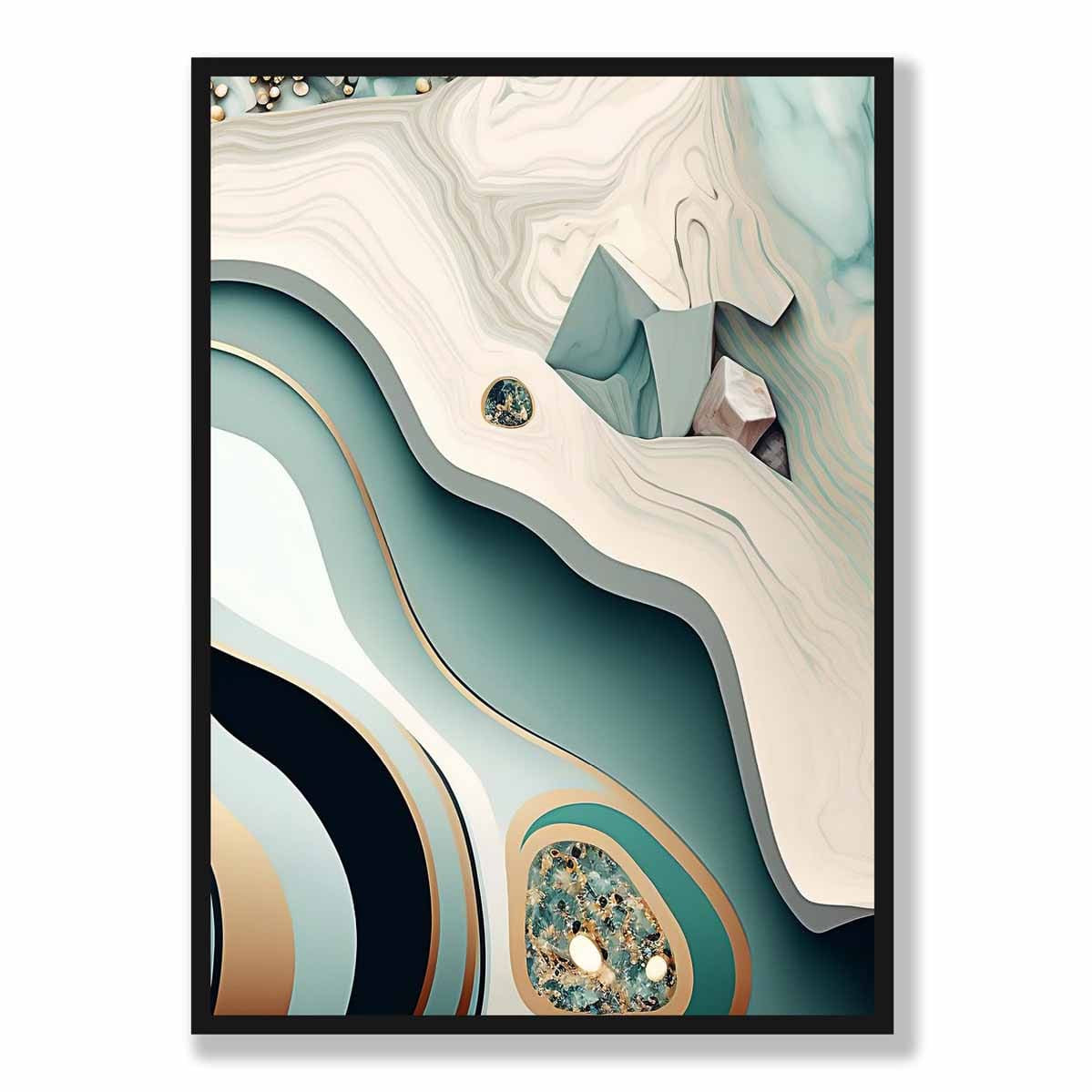 Abstract Contemporary Poster in Beige and Green No 2