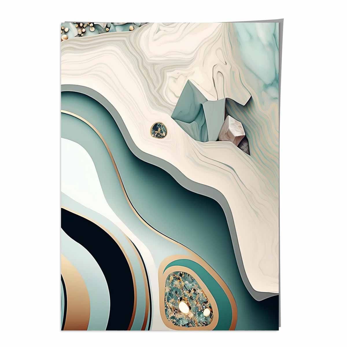 Abstract Contemporary Poster in Beige and Green No 2