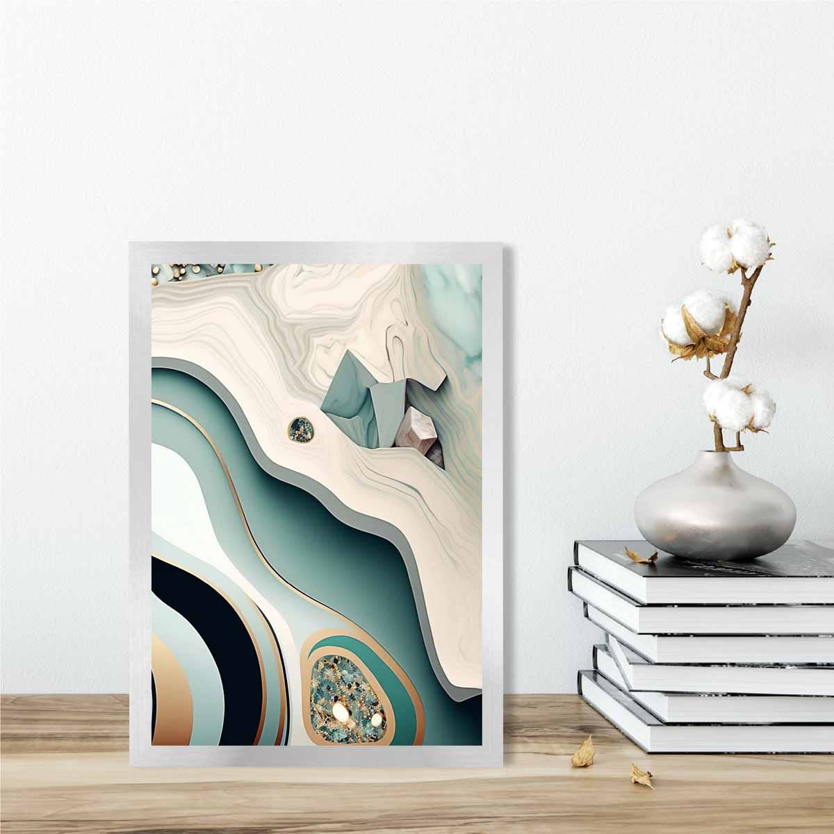 Abstract Contemporary Poster in Beige and Green No 2